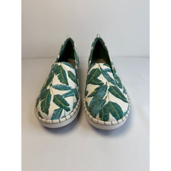 Clarks Cloudsteppers Women 9M Canvas Slip-On Palm Step Glow Jade Green Sneaker - Picture 2 of 12